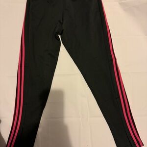 Adidas Black Leggings with Pink Stripes